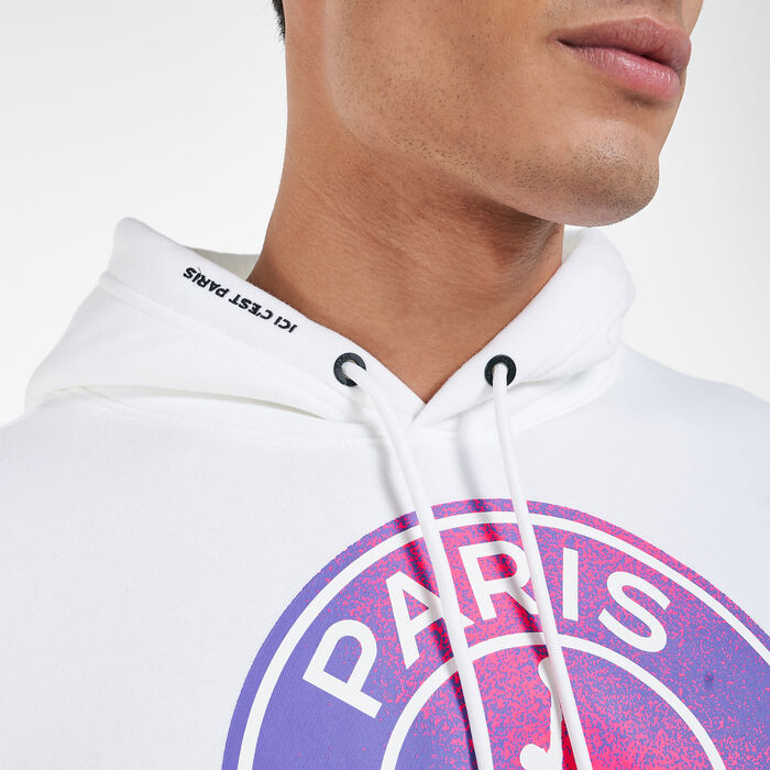 Jordan Men's Paris Saint-Germain Fleece Pullover Hoodie White Jordan Men's Paris Saint-Germain Fleece Pullover Hoodie White image number 3