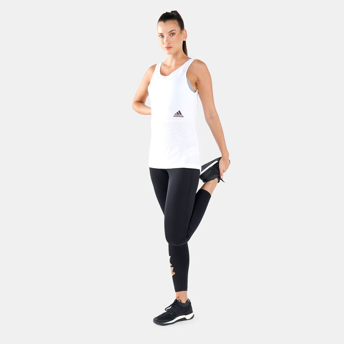 adidas Women's X Zoe Saldana AEROREADY Rib Tank Top White adidas Women's X Zoe Saldana AEROREADY Rib Tank Top White image number 2