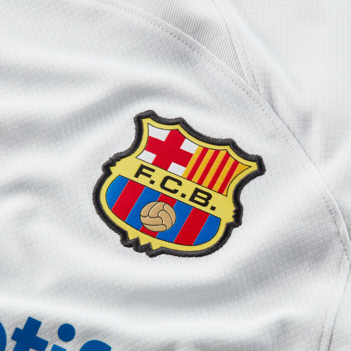 Nike Kids' FC Barcelona Dri-FIT Stadium Away Football Jersey - 2023/24 (Older Kids) White image number 3