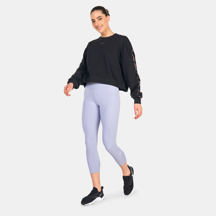 Nike Women's Dri-FIT Get Fit French Terry Crewneck Novelty Sweatshirt Black image number 2