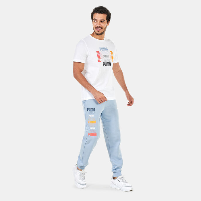 PUMA Men's Logo Repeat Graphic Sweatpants Blue PUMA Men's Logo Repeat Graphic Sweatpants Blue image number 2