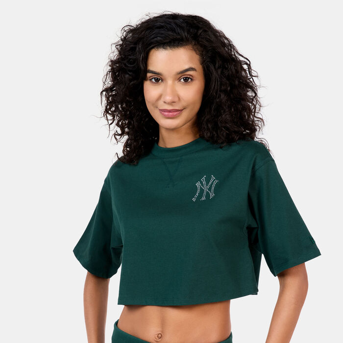 New Era Women's MLB New York Yankees Diamante Crop Top Green New Era Women's MLB New York Yankees Diamante Crop Top Green image number 0