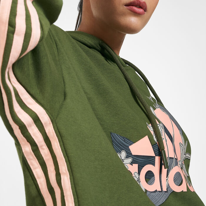 adidas Women's Cropped Hooded Sweatshirt Multi adidas Women's Cropped Hooded Sweatshirt Multi image number 3