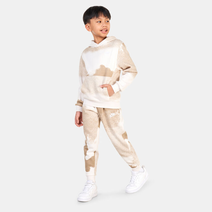 Nike Kids' Club Fleece Washed Allover Print Hoodie Ivory Nike Kids' Club Fleece Washed Allover Print Hoodie Ivory image number 2