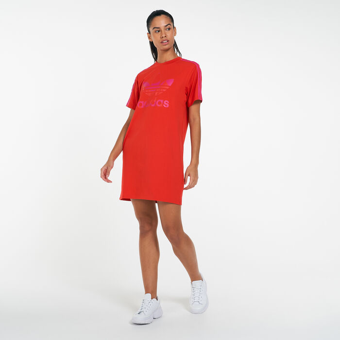 adidas Women's Marimekko Trefoil Print Infill Dress Red adidas Women's Marimekko Trefoil Print Infill Dress Red image number 1