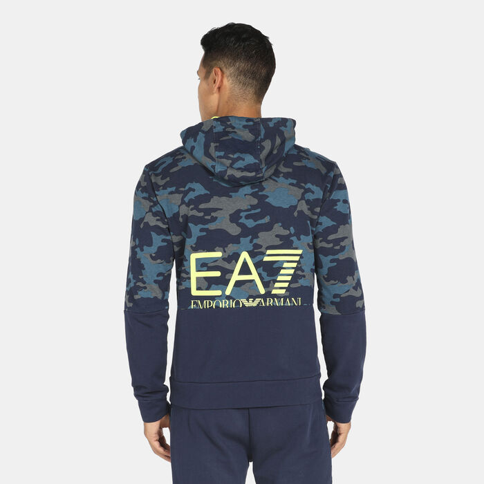 EA7 Emporio Armani Men's Camo Print Zip Hoodie Blue EA7 Emporio Armani Men's Camo Print Zip Hoodie Blue image number 1