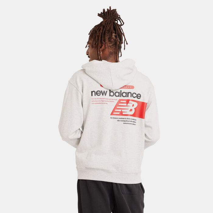 New Balance Men's Athletics French Terry Player Hoodie White New Balance Men's Athletics French Terry Player Hoodie White image number 1