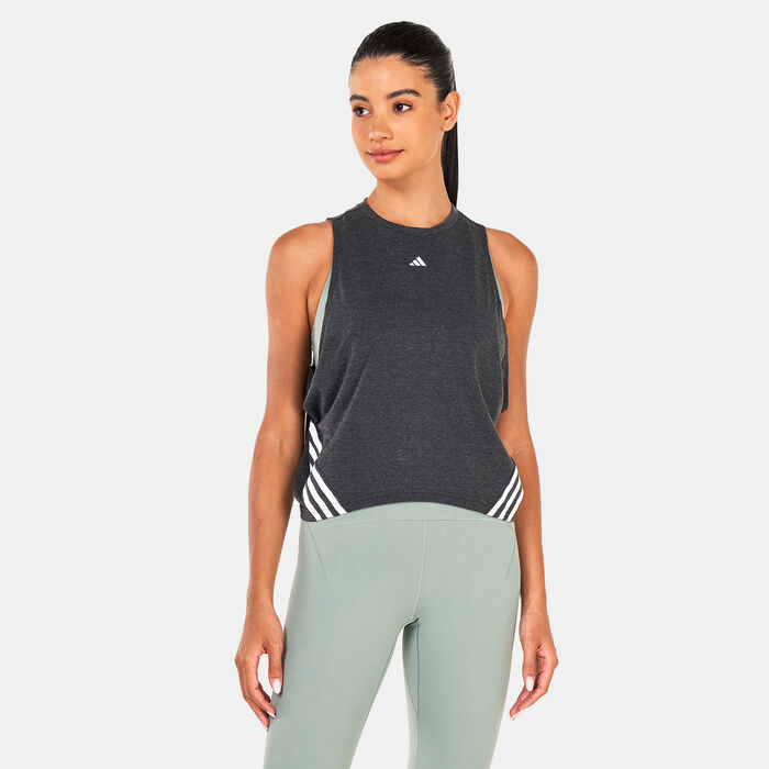 adidas Women's Train Icons 3-Stripes Crop Tank Top Black adidas Women's Train Icons 3-Stripes Crop Tank Top Black image number 0