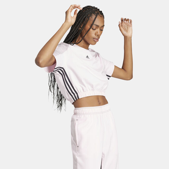 adidas Women's Dance 3-Stripes Crop Top Pink adidas Women's Dance 3-Stripes Crop Top Pink image number 2