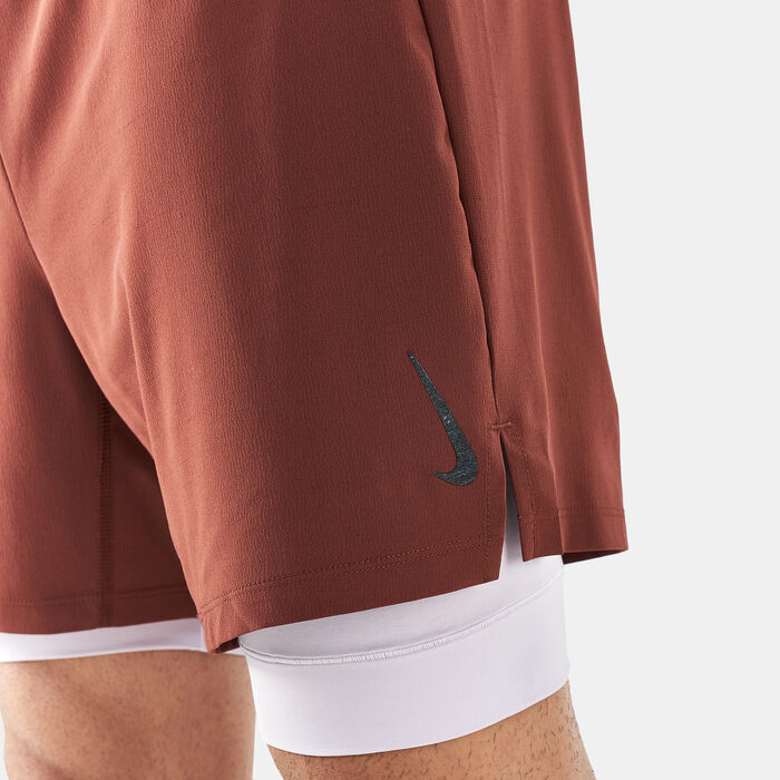 Nike Men's 2-in-1 Yoga Shorts Brown image number 3