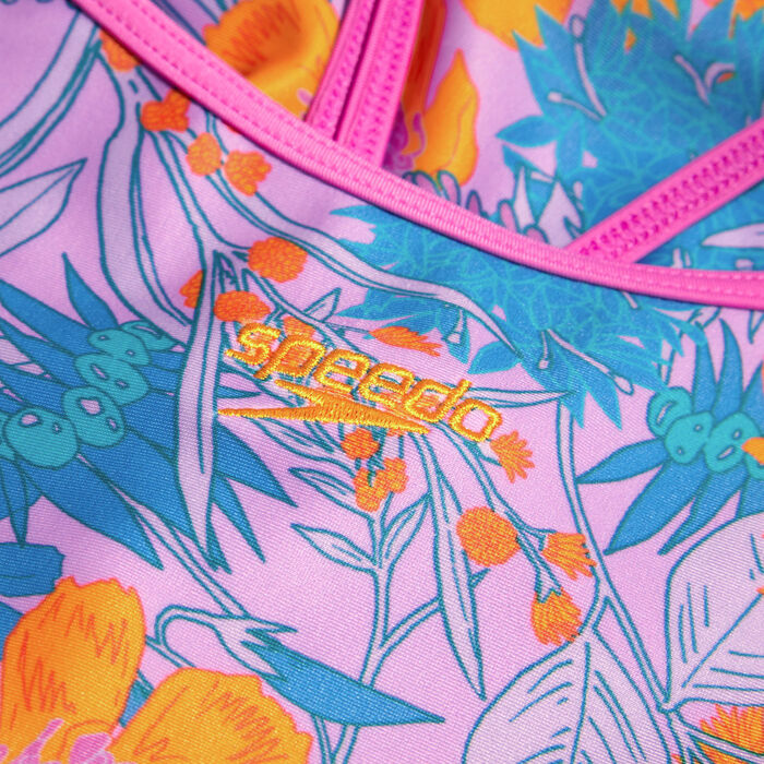 Speedo Kids' Printed Twinstrap Swimsuit Purple image number 2