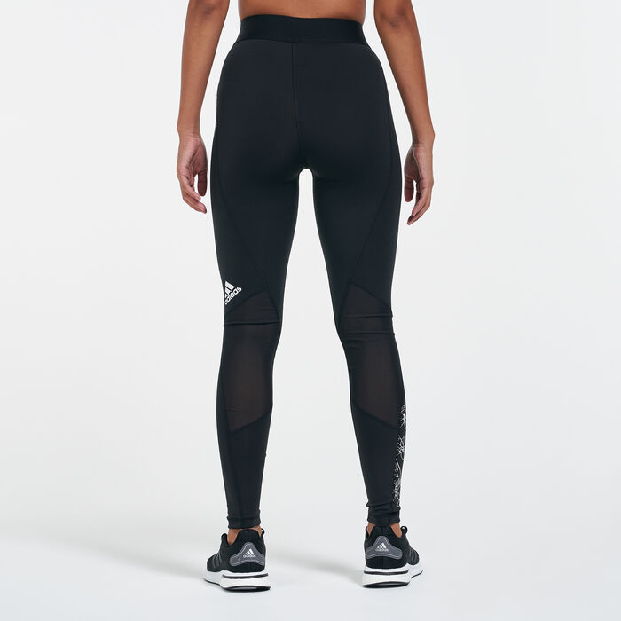 adidas Women's Floral Leggings Black adidas Women's Floral Leggings Black image number 1