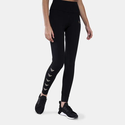 EA7 Emporio Armani Women's Train Logo Series Multi-Logo Leggings Black