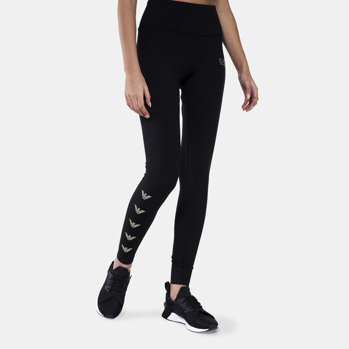 EA7 Emporio Armani Women's Train Logo Series Multi-Logo Leggings Black EA7 Emporio Armani Women's Train Logo Series Multi-Logo Leggings Black image number 0