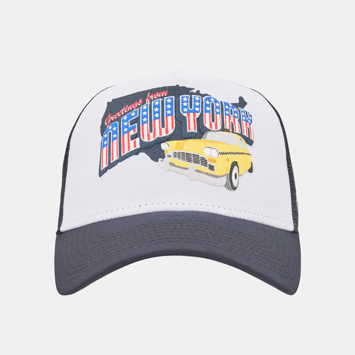 New Era Men's US State NY Wordmark A-Frame Trucker Cap Blue image number 0