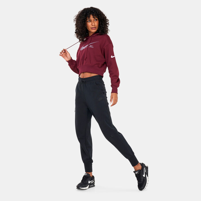 Nike Women's Sportswear Swoosh Fleece Hoodie Red Nike Women's Sportswear Swoosh Fleece Hoodie Red image number 2