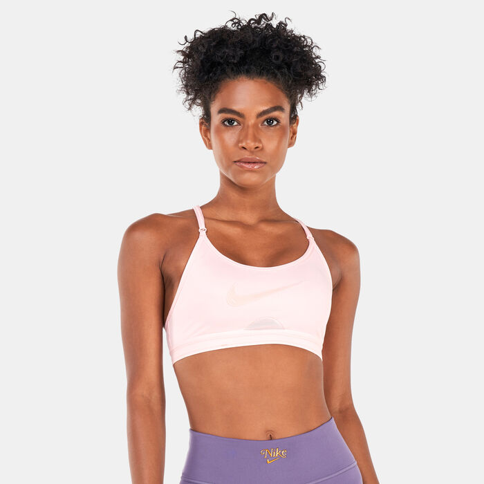 Nike Women's Dri-FIT Indy Padded Graphic Sports Bra Pink Nike Women's Dri-FIT Indy Padded Graphic Sports Bra Pink image number 0