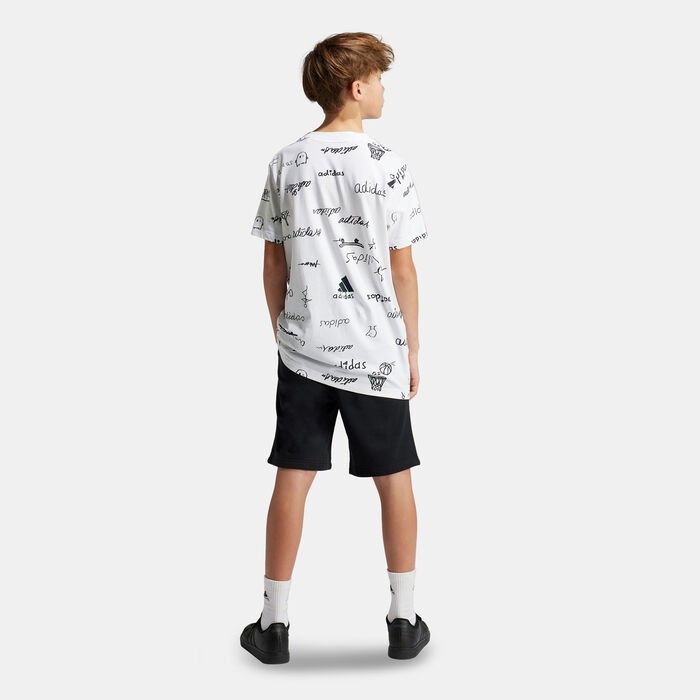 adidas Kids' Brand Love Shorts Black adidas Kids' Brand Love Shorts Black image number 1