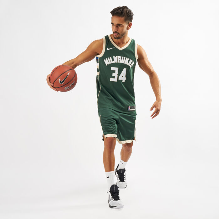 Nike NBA Milwaukee Bucks Road Swingman Shorts Green Nike NBA Milwaukee Bucks Road Swingman Shorts Green image number 2