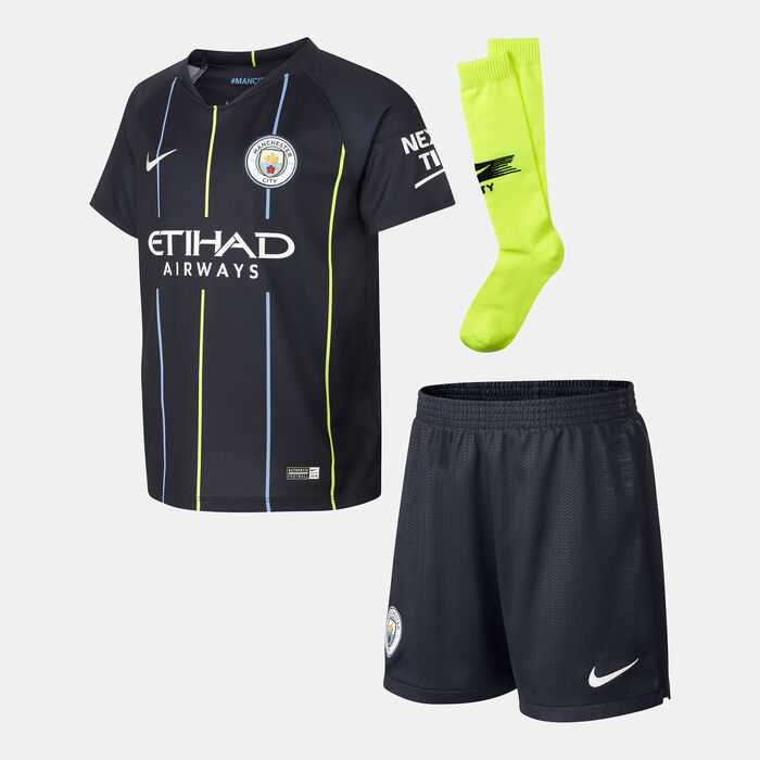 Nike Kids' Manchester City F.C. Away Kit- 2018/19 Blue Nike Kids' Manchester City F.C. Away Kit- 2018/19 Blue image number 0