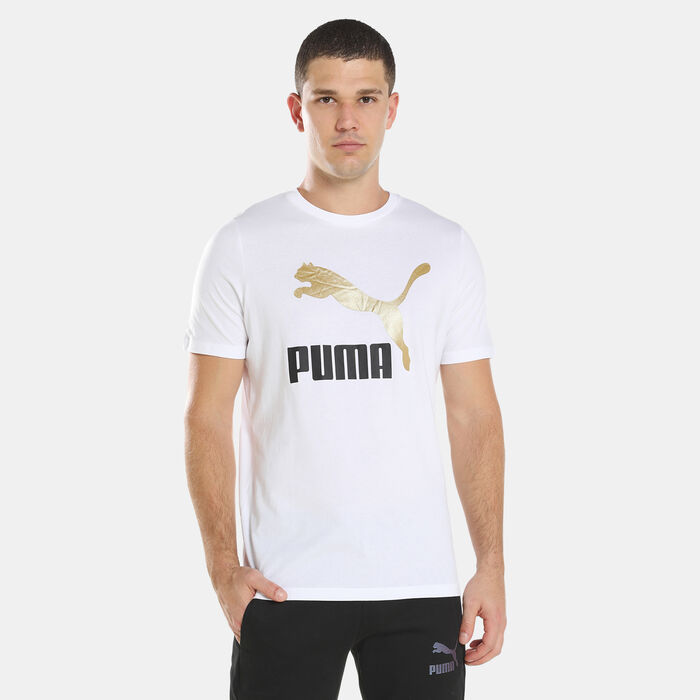 PUMA Men's Classics Metallic Logo Tee White PUMA Men's Classics Metallic Logo Tee White image number 0