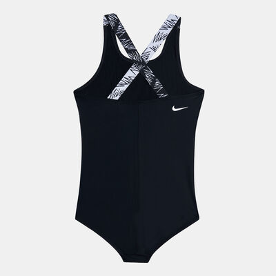Nike Swim Kids' Script Logo Crossback One-Piece Swimsuit Black