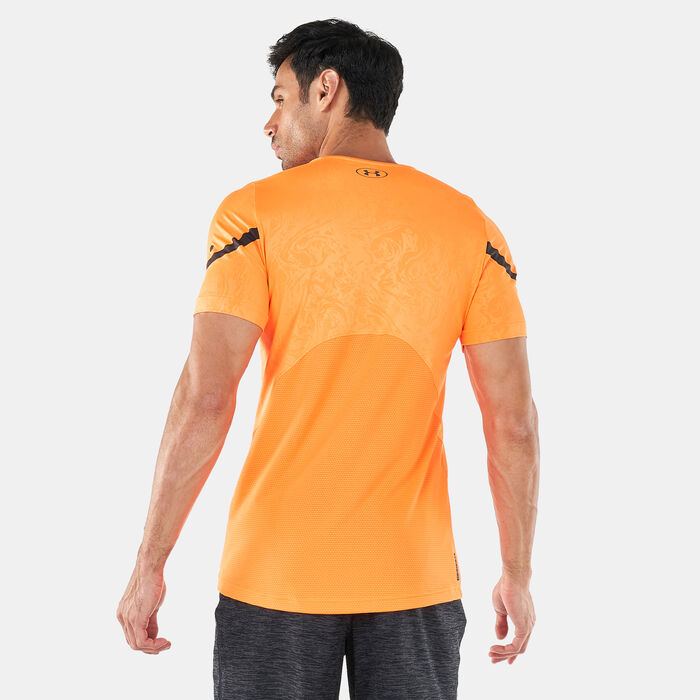 Under Armour Men's UA Rush 2.0 Emboss T-Shirt Orange Under Armour Men's UA Rush 2.0 Emboss T-Shirt Orange image number 1