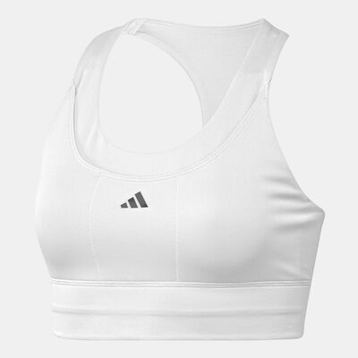adidas Women's Run Pocket Medium-Support Training Sports Bra White