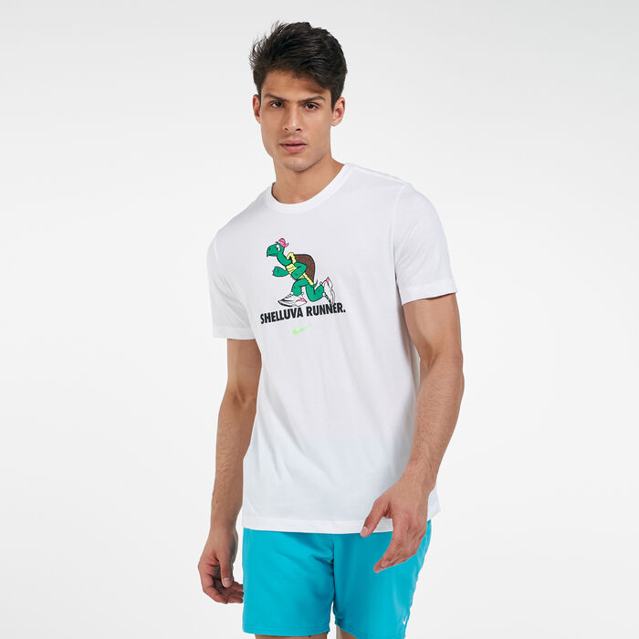 Nike Men's Dri-FIT Tortoise Running T-Shirt White Nike Men's Dri-FIT Tortoise Running T-Shirt White image number 0
