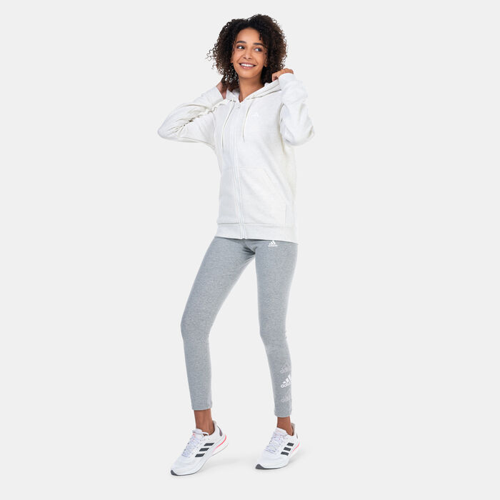 adidas Women's Essentials 3-Stripes Fleece Hoodie White image number 2