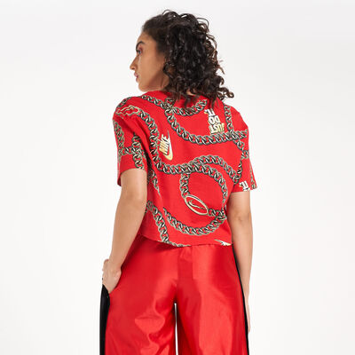 Nike Women's Sportswear Glam Dunk Crop Top Red