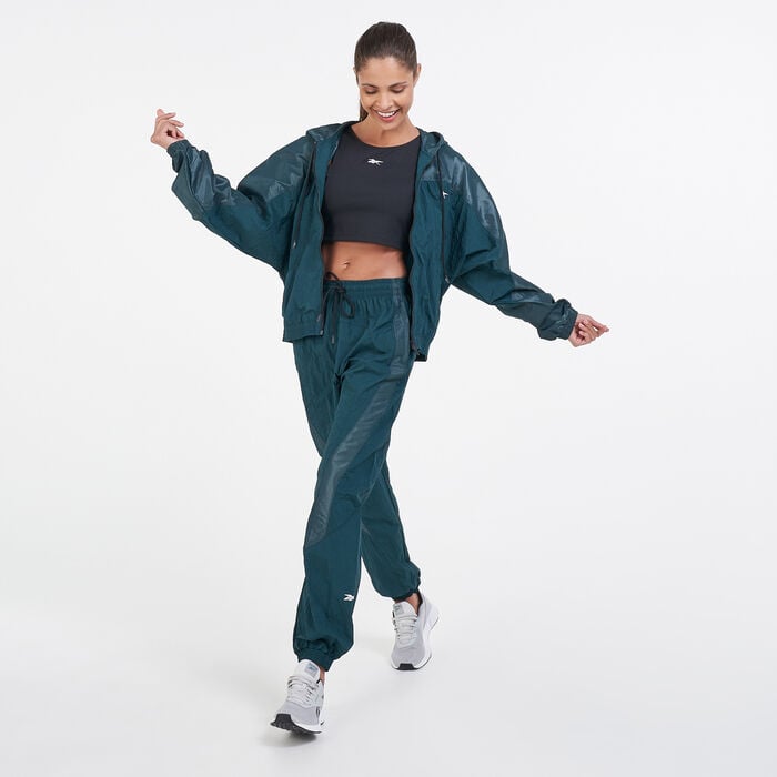 Reebok Women's Shiny Woven Jacket Green Reebok Women's Shiny Woven Jacket Green image number 2