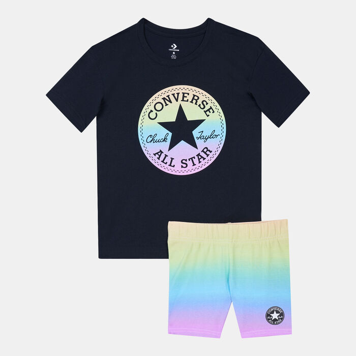 Converse Kids' Elongated T-Shirt and Bike Shorts Set Black Converse Kids' Elongated T-Shirt and Bike Shorts Set Black image number 0