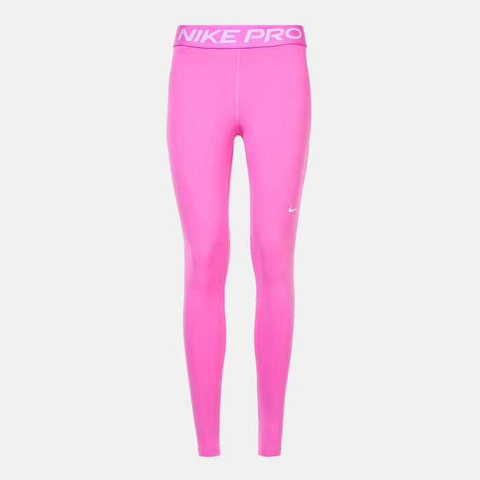 Nike Women's Pro Mid-Rise Mesh-Panelled Leggings Pink image number 0