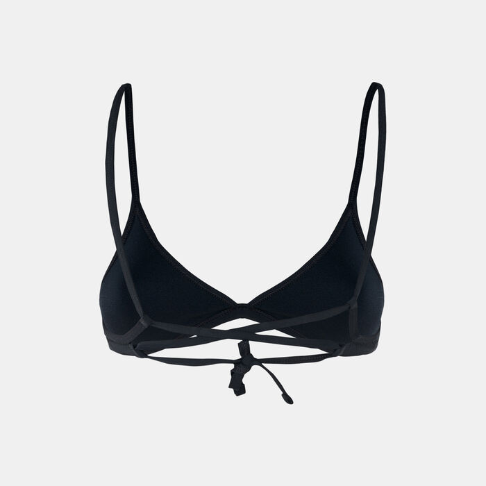 Nike Swim Women's Swim HydraStrong Solid Tie Back Bikini Top Black Nike Swim Women's Swim HydraStrong Solid Tie Back Bikini Top Black image number 1