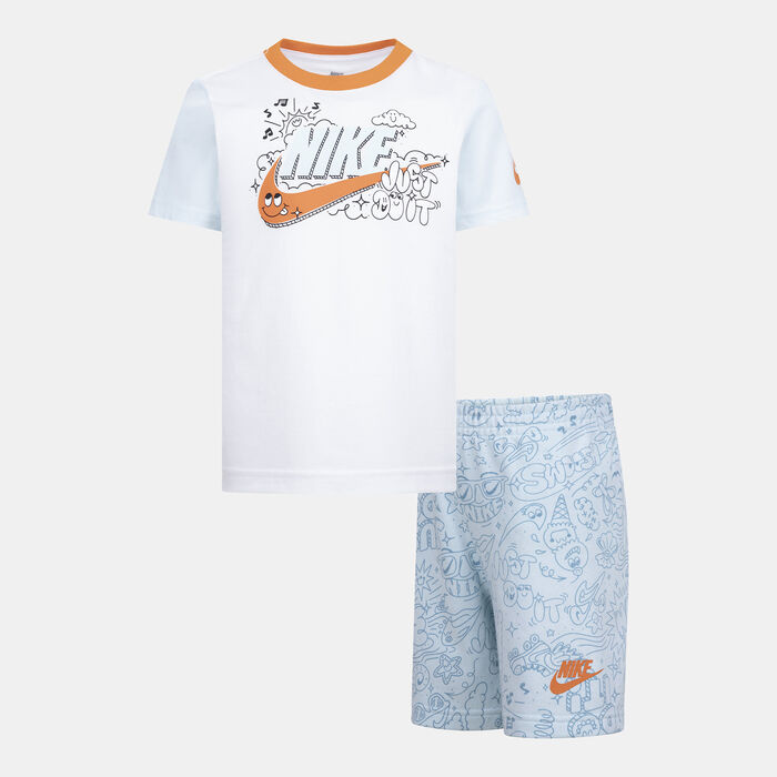 Nike Kids' Sportswear Graphic T-Shirt and Shorts Set Blue Nike Kids' Sportswear Graphic T-Shirt and Shorts Set Blue image number 0