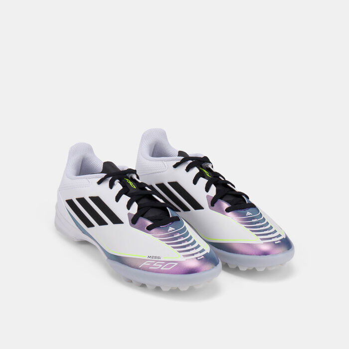 adidas Kids' F50 League Messi Turf Ground Football Shoes White image number 1
