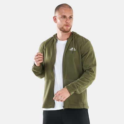 adidas Men's Essentials Polar Fleece Giant Logo Full-Zip Hoodie Green