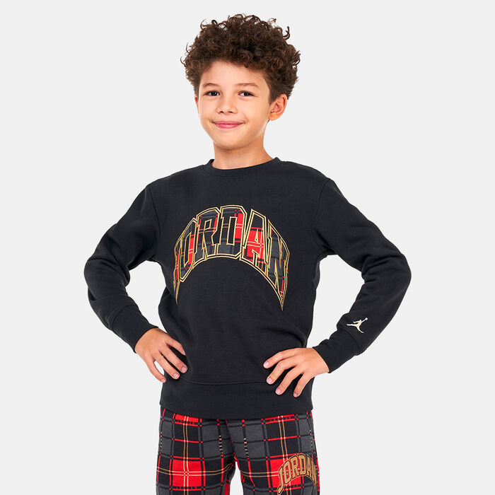 Jordan Kids' Essentials Plaid Sweatshirt Black Jordan Kids' Essentials Plaid Sweatshirt Black image number 0