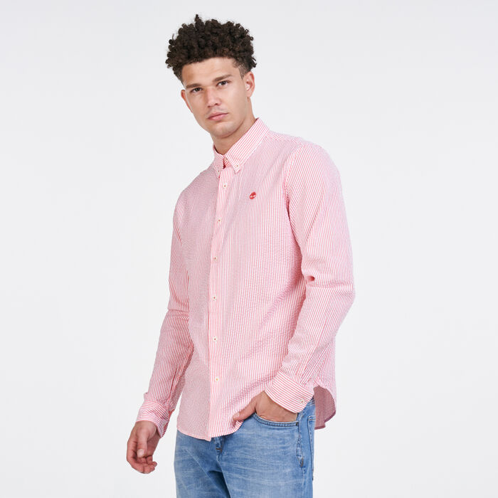 Timberland Men's Striped Seersucker Shirt Red Timberland Men's Striped Seersucker Shirt Red image number 0