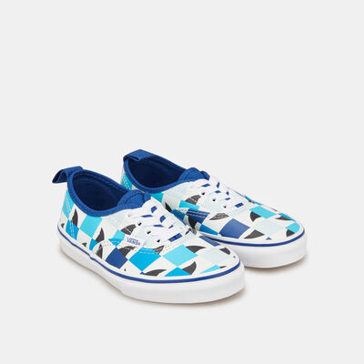 Vans Kids' Glow Checkerboard Sharks Authentic Elastic Lace Unisex Shoe Blue Vans Kids' Glow Checkerboard Sharks Authentic Elastic Lace Unisex Shoe Blue