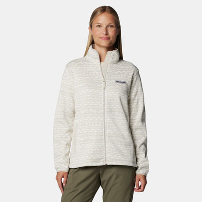 Columbia Women's Sweater Weather Printed Full-Zip Jacket White