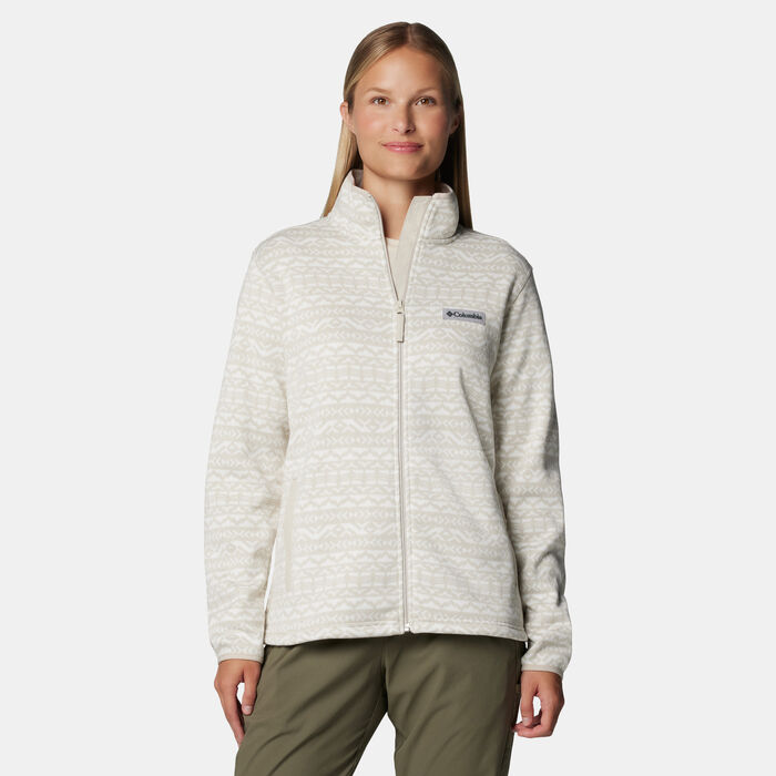 Columbia Women's Sweater Weather Printed Full-Zip Jacket White Columbia Women's Sweater Weather Printed Full-Zip Jacket White image number 0