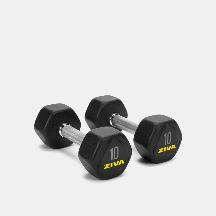 ZIVA Performance Hexagon Steel Dumbbell - 10kg (1 Pair) Multi image number 0
