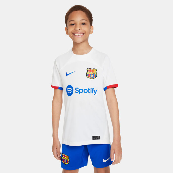 Nike Kids' FC Barcelona Dri-FIT Stadium Away Football Jersey - 2023/24 (Older Kids) White Nike Kids' FC Barcelona Dri-FIT Stadium Away Football Jersey - 2023/24 (Older Kids) White image number 0