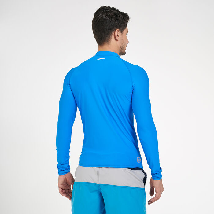 Speedo Men's Delight Long Sleeves Rashguard Blue Speedo Men's Delight Long Sleeves Rashguard Blue image number 1