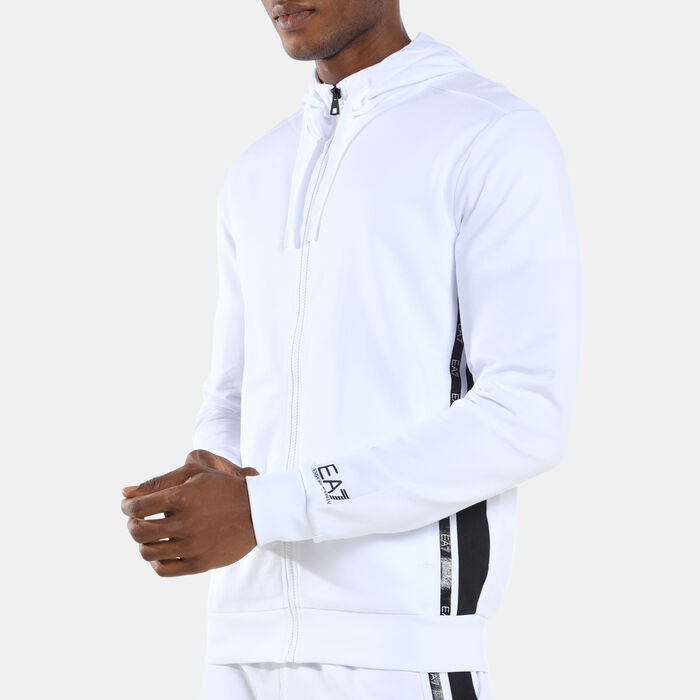EA7 Emporio Armani Men's Train Logo Series Extended Logo Hoodie White EA7 Emporio Armani Men's Train Logo Series Extended Logo Hoodie White image number 3