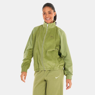Nike Women's Air Corduroy Fleece Full-Zip Jacket Green
