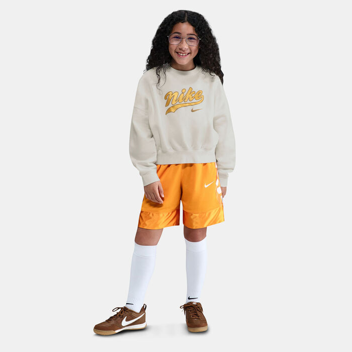 Nike Kids' Sportswear Trend Fleece Cropped Hoodie Ivory image number 2