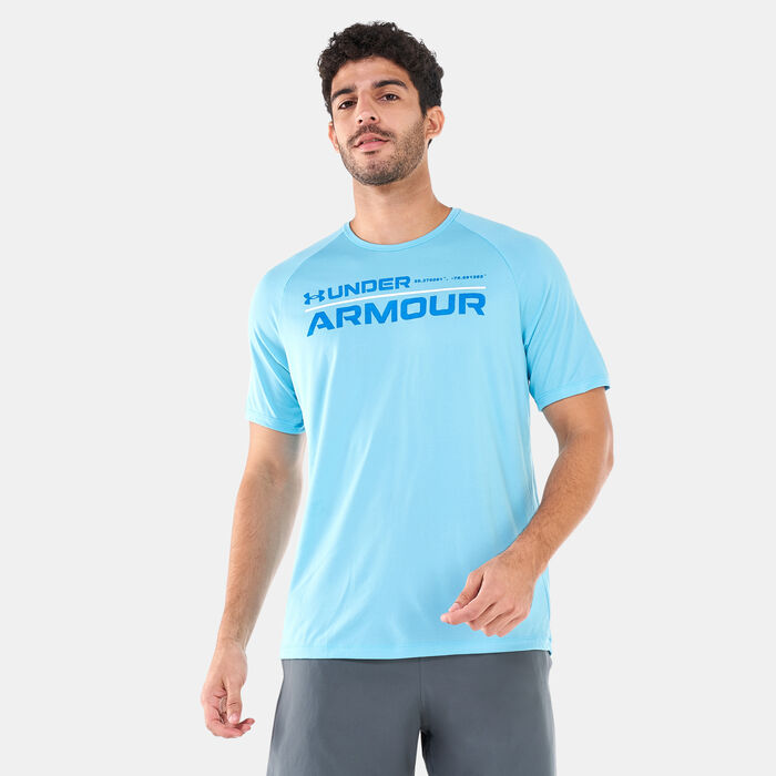 Under Armour Men's UA Tech 2.0 Wordmark T-Shirt Blue Under Armour Men's UA Tech 2.0 Wordmark T-Shirt Blue image number 0